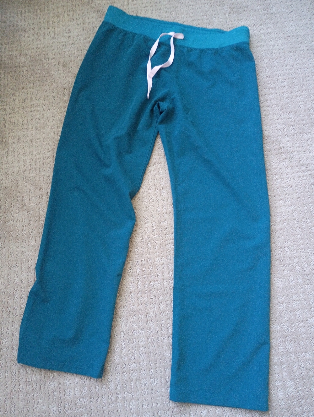 Figs Teal Scrub Pants with White Drawstring